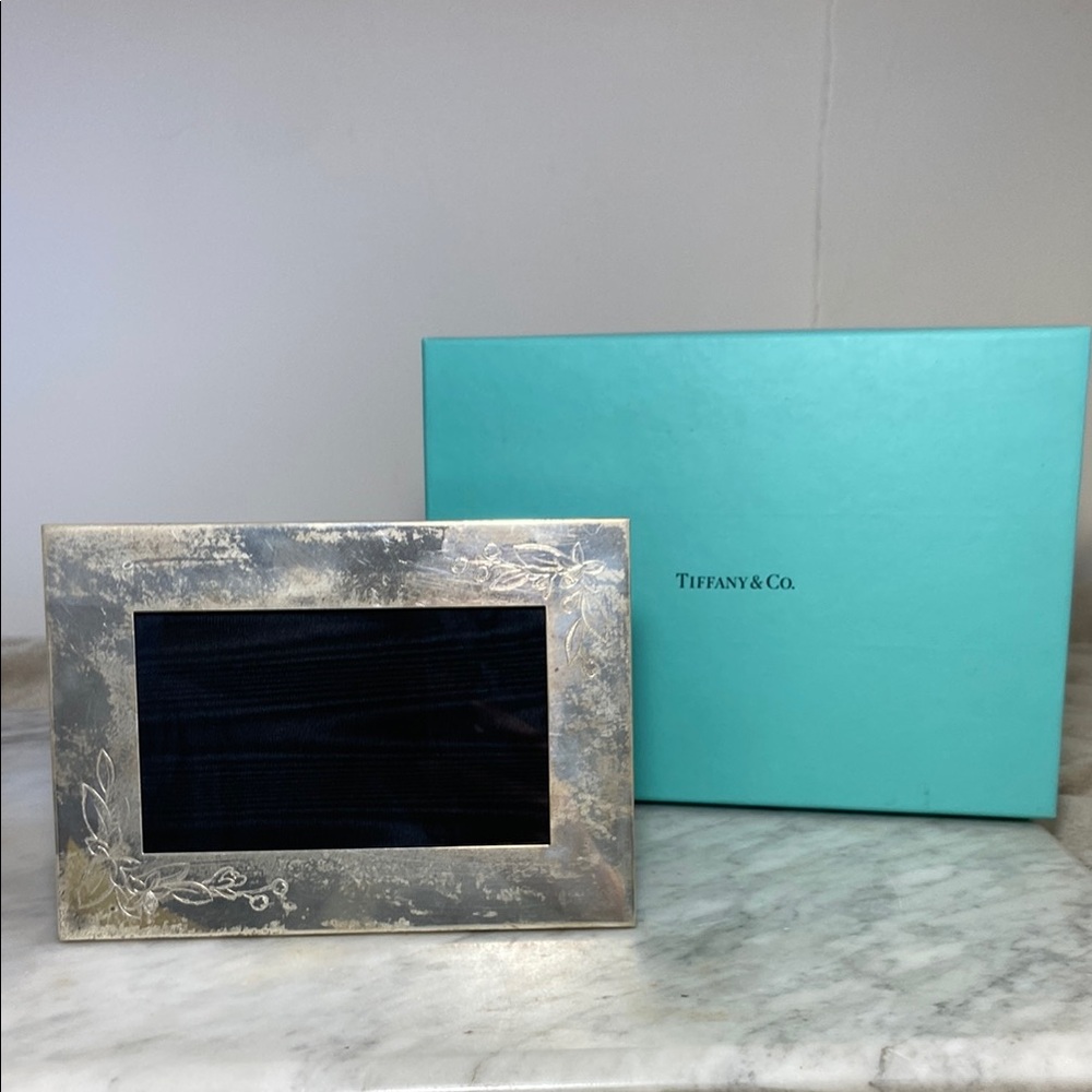 EXTREMELY RARE Tiffany & Co. Silver Rectangle Frame with Orchids Decoration